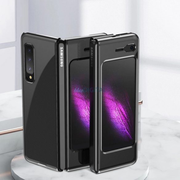 Carcasă placare Carcasă rigidă Cadru galvanizat Husă pentru Samsung Galaxy Fold neagră