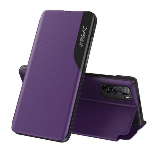 Eco Leather View Husă elegant husă de tip bibliotecă cu kickstand pentru Xiaomi Redmi K40 Pro + / K40 Pro / K40 / Poco F3 violet