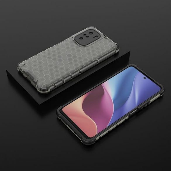 Honeycomb Husă Husă de armură cu TPU Bumper pentru Xiaomi Redmi K40 Pro + / K40 Pro / K40 / Poco F3 negru