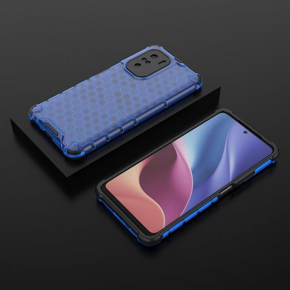 Honeycomb Husă Husă de armură cu TPU Bumper pentru Xiaomi Redmi K40 Pro + / K40 Pro / K40 / Poco F3 albastru