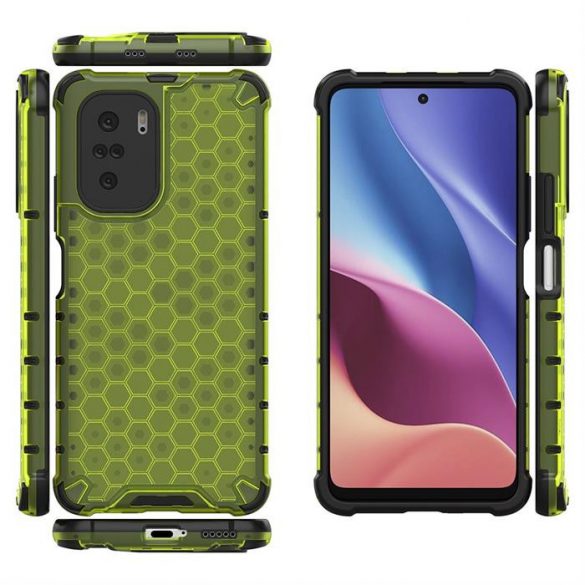 Honeycomb Husă Husă de armură cu TPU Bumper pentru Xiaomi Redmi K40 Pro + / K40 Pro / K40 / Poco F3 verde