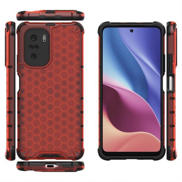 Husa armura Fagure cu bara de protectie TPU pentru Xiaomi Redmi K40 Pro+ / K40 Pro / K40 / Poco F3 rosu