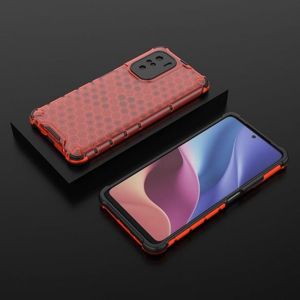 Husa armura Fagure cu bara de protectie TPU pentru Xiaomi Redmi K40 Pro+ / K40 Pro / K40 / Poco F3 rosu