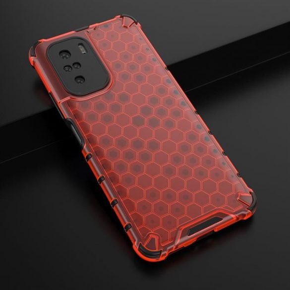 Husa armura Fagure cu bara de protectie TPU pentru Xiaomi Redmi K40 Pro+ / K40 Pro / K40 / Poco F3 rosu