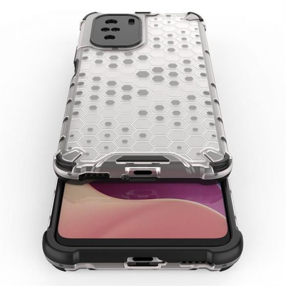 Honeycomb Husă Husă de armură cu TPU Bumper pentru Xiaomi Redmi K40 Pro + / K40 Pro / K40 / Poco F3 transparent