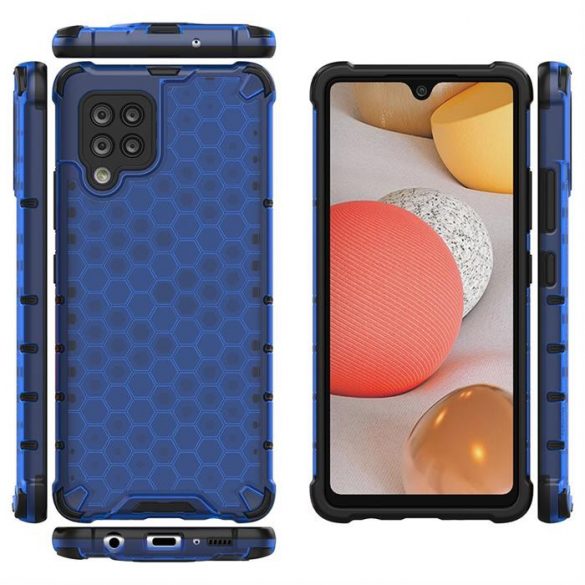 Husa de tip fagure cu armura cu bara de protectie TPU pentru Samsung Galaxy A42 5G albastru