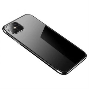 Husă transparentă cu gel TPU pentru cadru galvanizat pentru Samsung Galaxy S21 Ultra 5G negru