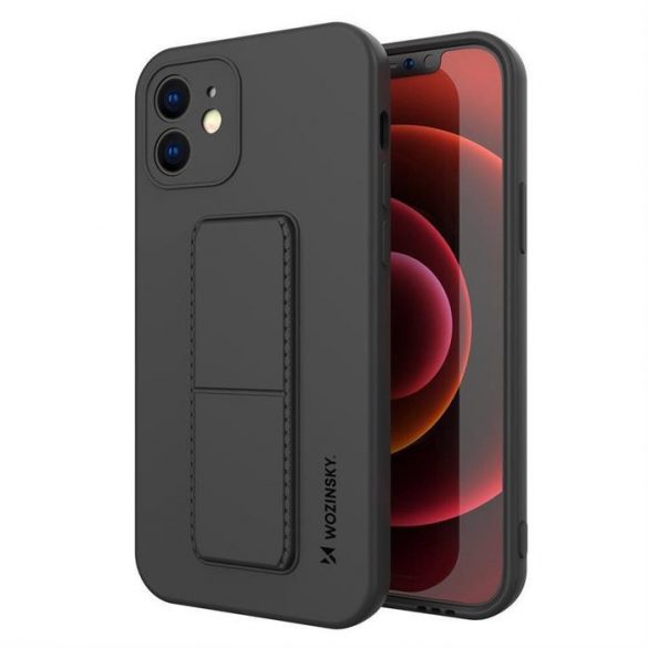 Husa Wozinsky Kickstand Husa flexibila din silicon cu suport iPhone XS Max negru