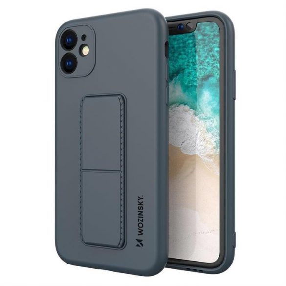 Husa Wozinsky Kickstand Husa flexibila din silicon cu suport iPhone 11 Pro Max bleumarin