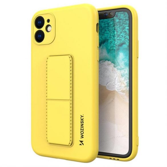 Husa Wozinsky Kickstand Husa flexibila din silicon cu suport iPhone 11 Pro Max galben