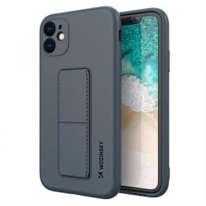 Husa Wozinsky Kickstand Husa flexibila din silicon cu suport iPhone 12 mini bleumarin