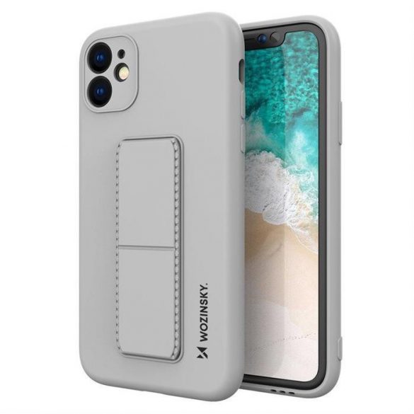 Wozinsky Kickstand husă Husă de silicon flexibil cu un stand iPhone 12 gri