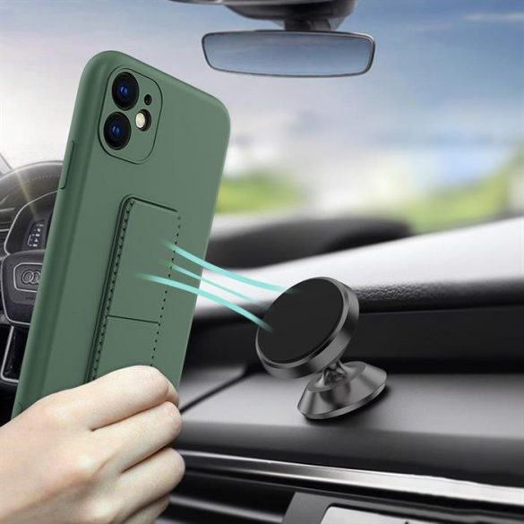 Husa Wozinsky Kickstand Husa flexibila din silicon cu suport iPhone 12 Pro Max verde inchis