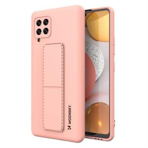 Husa Wozinsky Kickstand Husa flexibila din silicon cu suport Samsung Galaxy A42 5G roz