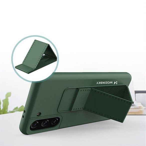 Wozinsky Kickstand Husă Husă de silicon flexibil cu un stand Samsung Galaxy S21+ 5G (S21 Plus 5G) albastru marin