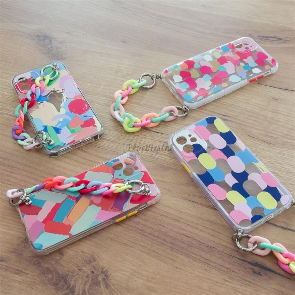 Husa Color Chain Case husa elastica flexibila din gel cu pandantiv de lant pentru iPhone 8 Plus / iPhone 7 Plus multicolor