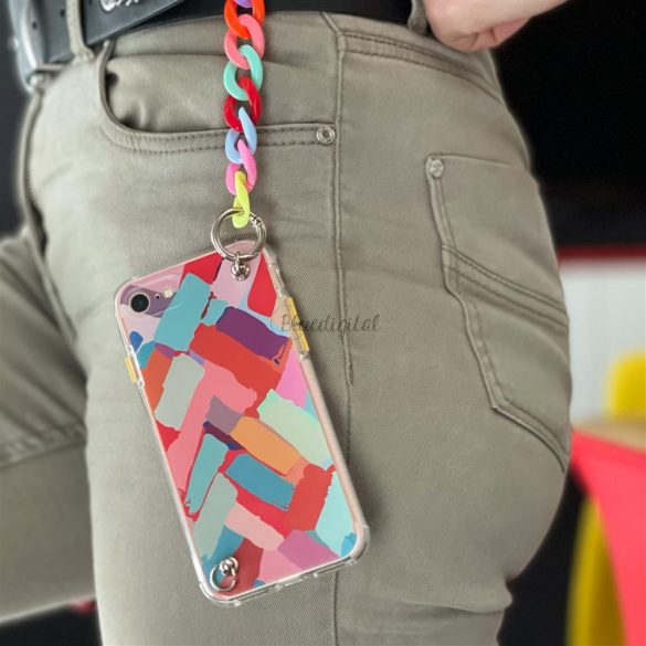 Husa Color Chain Case husa elastica flexibila din gel cu pandantiv de lant pentru iPhone 8 Plus / iPhone 7 Plus multicolor