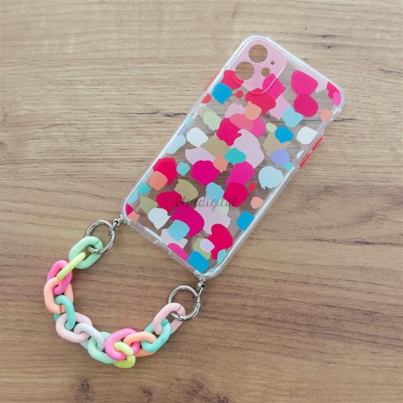 Husa Color Chain Case husa elastica flexibila din gel cu pandantiv de lant pentru iPhone 8 Plus / iPhone 7 Plus multicolor