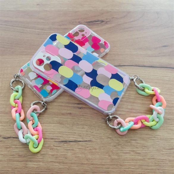 Husa Color Chain Case husa elastica flexibila din gel cu pandantiv de lant pentru iPhone 8 Plus / iPhone 7 Plus multicolor