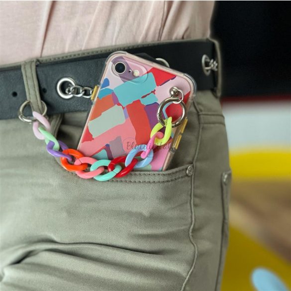 Husă cu lanț de culoare husă elastică flexibilă cu lanț pentru iPhone XS / iPhone X multicolor