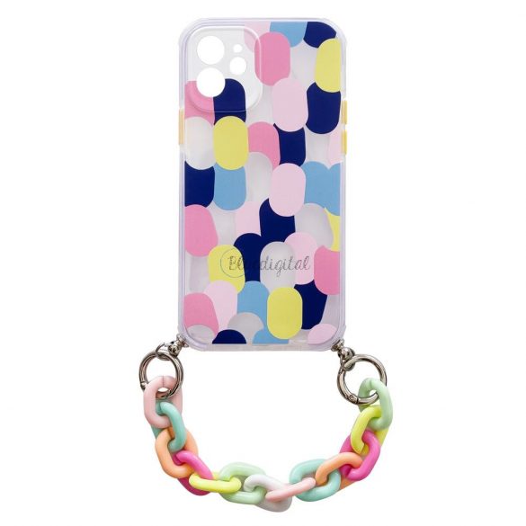 Husa Color Chain Case husa elastica flexibila din gel cu pandantiv de lant pentru iPhone 12 multicolor