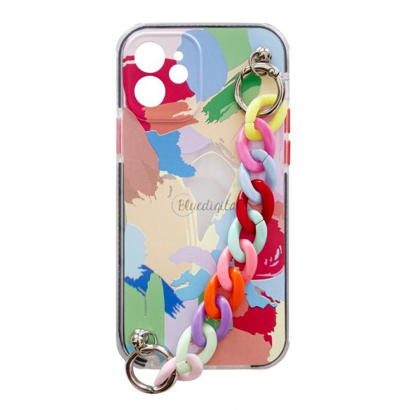 Husa Color Chain Case husa elastica flexibila din gel cu pandantiv de lant pentru iPhone 8 Plus / iPhone 7 Plus multicolor