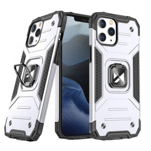 Husa Wozinsky Ring Armor Kickstand Tough Rugged Cover pentru iPhone 13 Pro argintiu