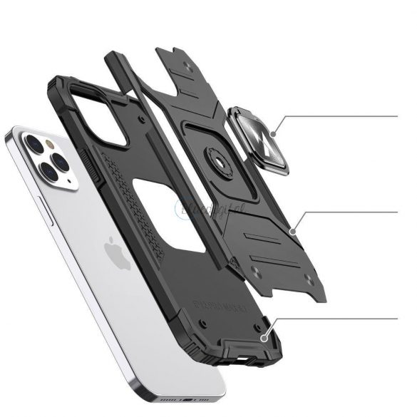 Husa Wozinsky Ring Armor Kickstand Tough Rugged Husa pentru iPhone 13 Pro albastra