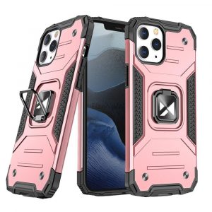 Wozinsky Ring Armor Husă Kickstand Tough Rugged Husă pentru iPhone 13 Pro Max rose gold