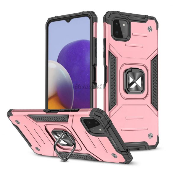 Wozinsky Ring Armor Husă Kickstand Tough Rugged Husă pentru Samsung Galaxy A22 4G roz