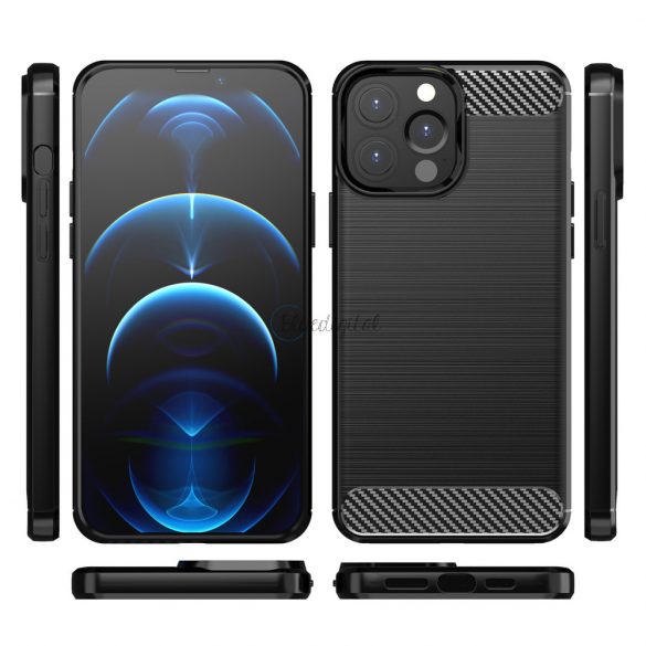 Husa Carbon Husa flexibila TPU pentru iPhone 13 Pro neagra