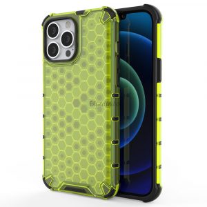 Husa cu armura Honeycomb cu bara de protectie TPU pentru iPhone 13 Pro Max verde