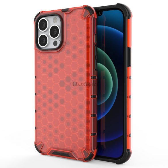 Husa cu armura Honeycomb cu bara de protectie TPU pentru iPhone 13 Pro Max rosie