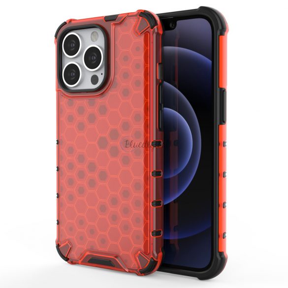 Husa cu armura Honeycomb cu bara de protectie TPU pentru iPhone 13 Pro rosie