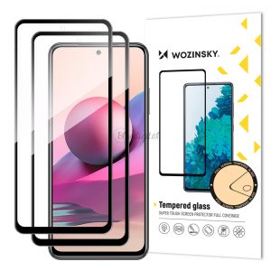 Wozinsky 2x Tempered sticlă Full Glue Super Tough Screen protecțieFull Husăaged cu Frame Husă Friendly pentru Xiaomi Redmi Note 10 / Redmi Note 10S / Redmi Note 11 Global / Redmi Note 11S Global negru