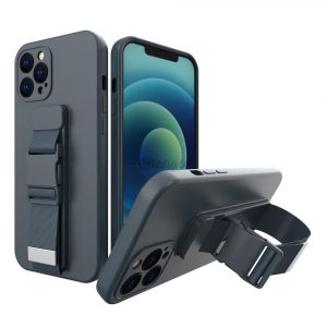 Husa de frânghie cu gel TPU pentru airbag cu șnur pentru iPhone XR bleumarin