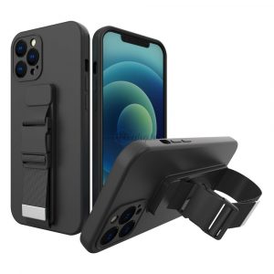 Husa de frânghie Husa airbag din gel TPU cu șnur pentru iPhone 11 Pro negru