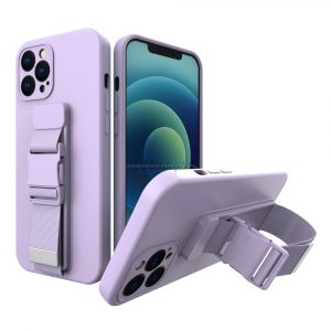 Husa de frânghie husa airbag gel TPU cu șnur pentru iPhone 12 mini violet