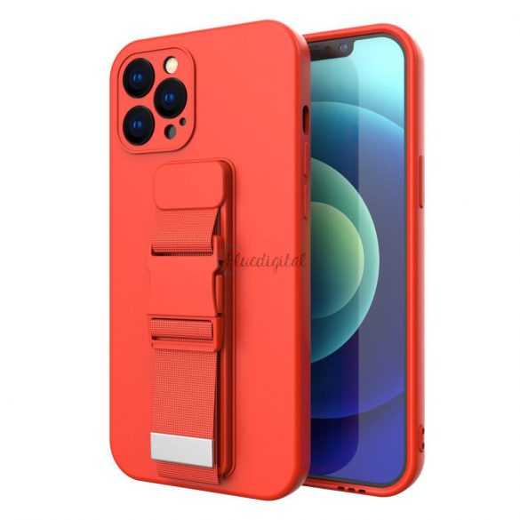 Husa de frânghie husa airbag gel TPU cu cordon pentru iPhone 13 rosie