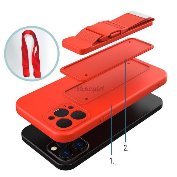 Rope husă gel TPU airbag husă Husă cu lanyard pentru Xiaomi Redmi 9 negru