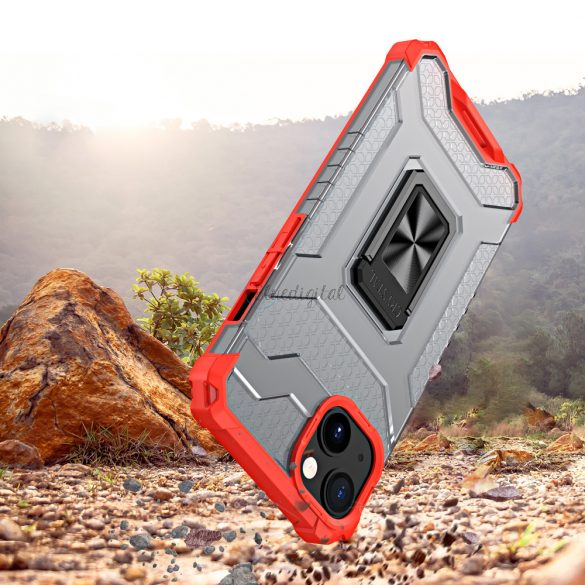 Husa Crystal Ring Kickstand Tough Rugged Husa pentru iPhone 13 mini rosie