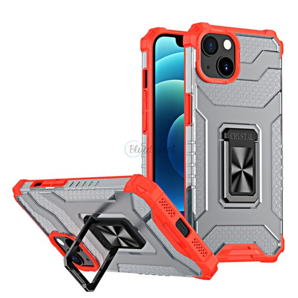 Husa Crystal Ring Kickstand Tough Rugged Husa pentru iPhone 13 rosie