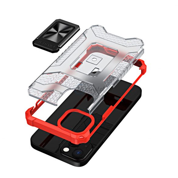 Husa Crystal Ring Kickstand Tough Rugged Husa pentru iPhone 13 rosie