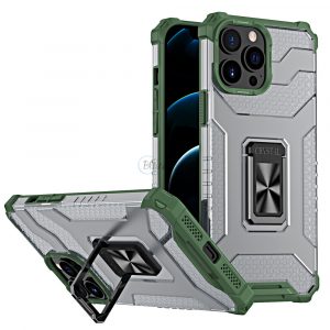 Husa Crystal Ring Kickstand Tough Rugged Husa pentru iPhone 13 Pro Max verde