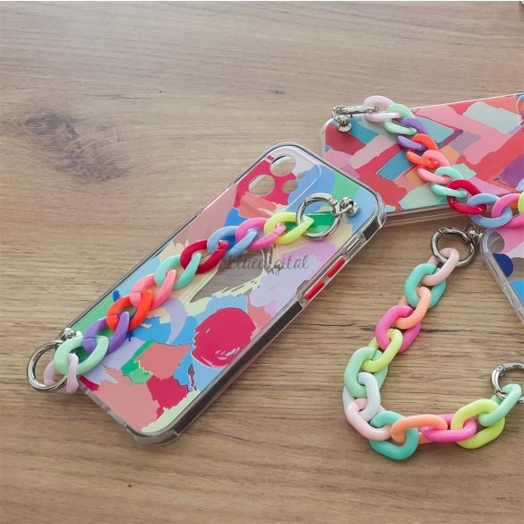 Color Chain Husă gel flexibil elastic husă Husă cu un pandantiv lanț pentru Xiaomi Redmi Note 10 / Redmi Note 10S multicolor (1)