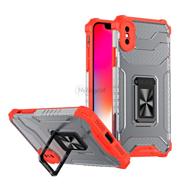 Husa Crystal Ring Kickstand Tough Rugged Husa pentru iPhone XS Max rosie