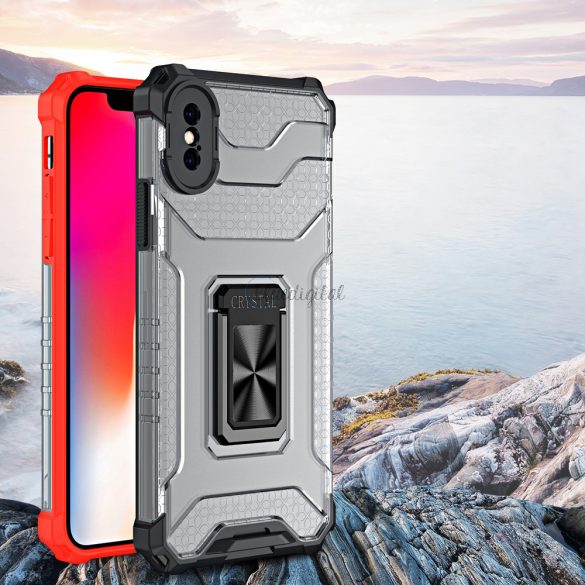 Husa Crystal Ring Kickstand Tough Rugged Husa pentru iPhone XS Max rosie