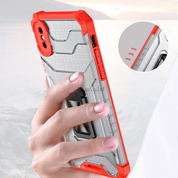 Husa Crystal Ring Kickstand Tough Rugged Husa pentru iPhone XS Max rosie