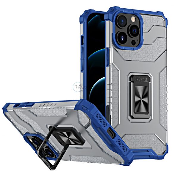 Crystal Ring husă Kickstand Tough Rugged Husă pentru iPhone 11 Pro albastru