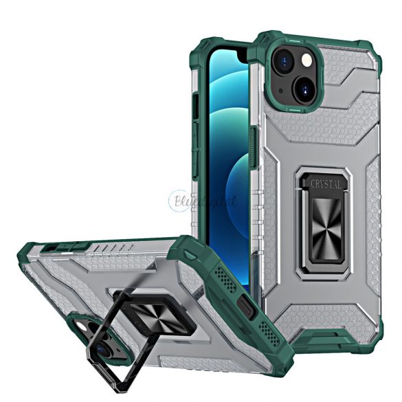 Husa Crystal Ring Kickstand Tough Rugged Husa pentru iPhone 12 verde